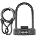 Lumintrail 16mm Heavy Duty 4-Digit Bicycle Bike Combination U-Lock with 4 ft Cable - Assorted Colors (Black)
