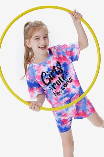 Image of PATPAT Girls Summer Outfit Crop Top T-Shirt Shorts Set Tie Dye 2 Piece Clothes Set 3-12Y