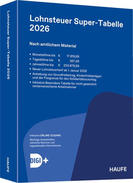 Lohnsteuer-Supertabelle 2026 inkl. Onlinezugang: Nach amtlichen Material (Haufe Steuertabellen)