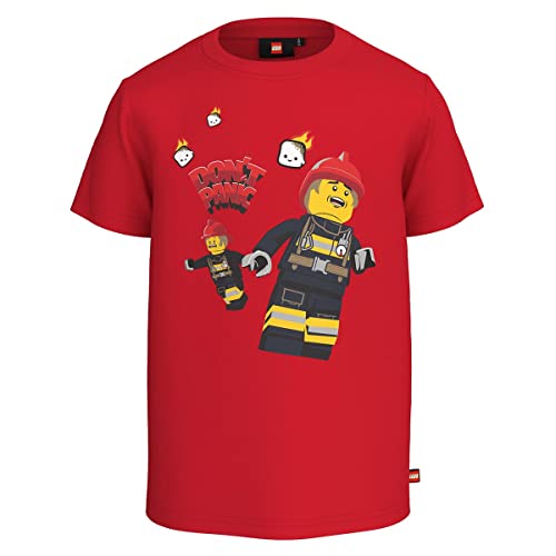 LEGO Boy's City Jungen T-shirt Feuerwehr LWTaylor 103, 349 röd, 122