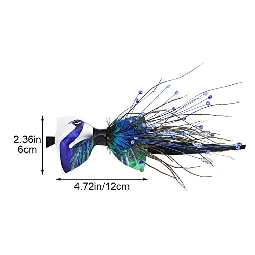 Corbata de pluma de pavo real ajustable elegante para hombres y bodas 5