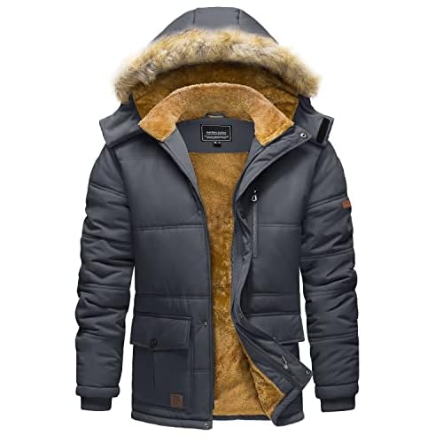 TACVASEN Men's Winter Jacket with Hood Water Repellent Windproof Thicken Parka Winter Coat