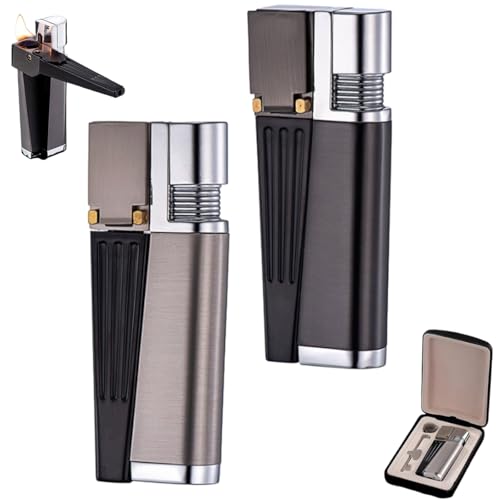 Zasparkpro Lighter, Za Blender Lighter Pipe, Pipe Lighters Combo, Retro Lighters, 2-in-1 Retro Foldable, Heavy-Duty Gift Box for Men Women Camping Kitchen (Mixed)