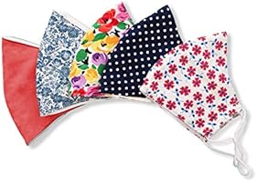 Stylish Cotton Face Mask with Filter Pocket, Handmade Floral Plaid design facemasks for women, washable reusable 3...