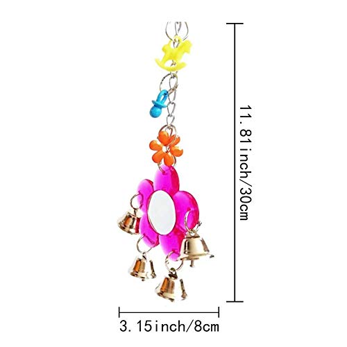 Image of Litewoo Parrot Mirror Toy Bird Hanging Swing Mirror with Bell Interactive Toy for Cockatiel Conure Parakeet Budgie Lovebird Cockatoo Canary Cage Accessories (B)