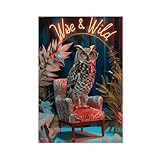 Eulen-Poster, witziges Neon-Tier-Leinwand-Poster, Wandkunst, Dekordruck, Bild Gemälde für Wohnzimmer, Schlafzimmer, Dekoration, 40 x 60 cm