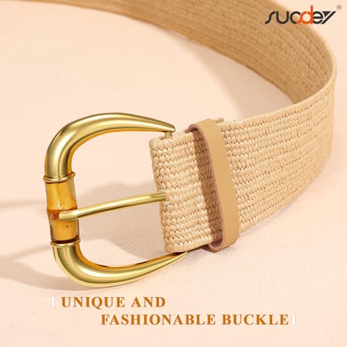 SUOSDEY Women Straw Woven Elastic Stretch Waist Belt for Jeans Boho Briaded Belts for Dresses — view 5