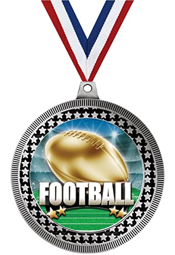 2.75" Football Titan Series Medal Awards, Silver Vega Football Titan Series Team Trophy Awards Includes Free Neck Ribbon 20 Pack