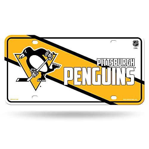 Rico Industries NHL Hockey Pittsburgh Penguins Retro Metal Tag