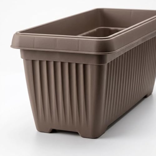 Image of Bello Rectangle 30cm Mocca Plastic Planter | Rectangular Flower Pot for Home & Garden (Pack of 3)