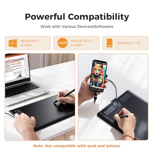 Image of GAOMON M10K Drawing Tablet, 10x6 inch Large Graphics Tablet with Touch Ring, 8192 Levels Battery-Free Stylus, 10 Hot Keys, Art Tablet for Design, Writing, Editing, Work with Mac, Windows, Android
