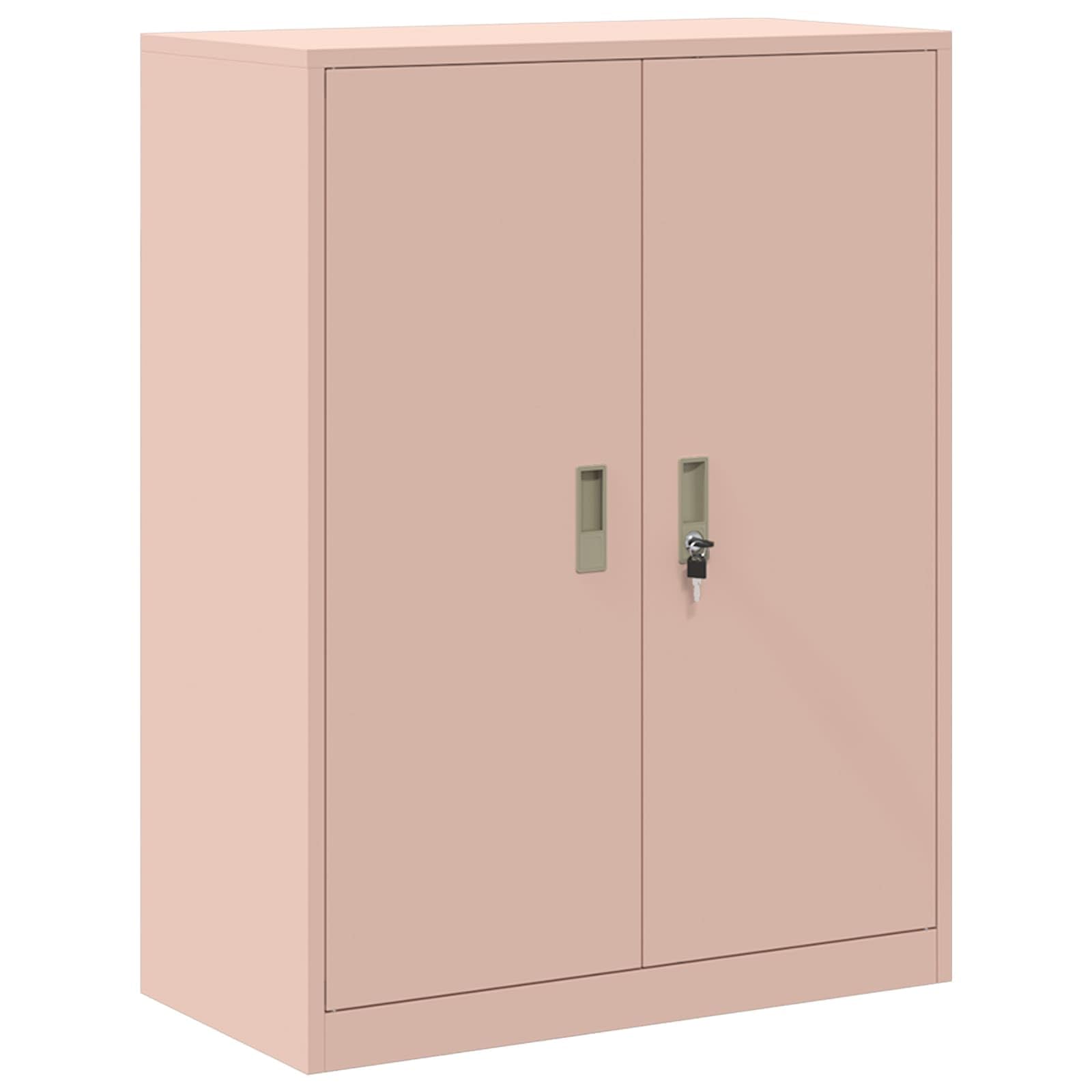 Aufbewahrungsschrank Rosa 80x40x105 cm Stahl, Industrie-Design Büroschrank abschließbar, kratzfeste Pulverbeschichtung, robuster Aktenschrank mit viel Stauraum für Büro Home Office und Praxis
