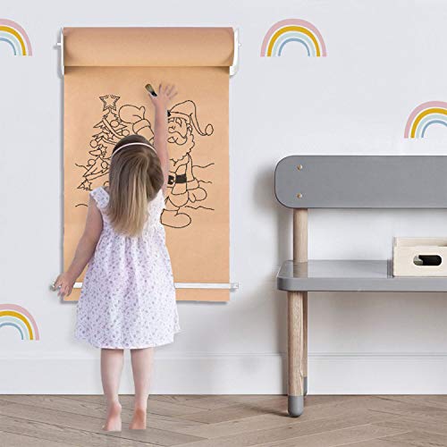 MINIBEAR Wall Mounted Kraft Paper Roll Holder & Cutter for to Do Lists, DIY Drawing, Taking Note, Artwork, Daily Special - Fits 36” Roll - White