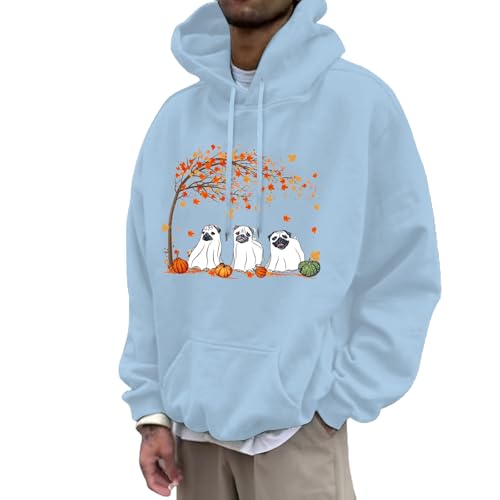Genérico Sudadera Hombre con Capucha Estampado Halloween Forrada Felpa Invierno(BU2, L)