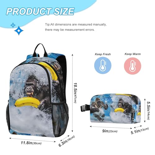 Gorilla Diving Backpack Lunch Bag Set for Travel Hiking Picnic, Backpacks with Insulated Lunch Box2