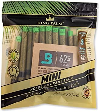 King Palm Mini Size Natural Pre Wrap Palm Leafs (1 Pack of 25, 25 Rolls Total) - Pre Rolled Cones - All Natural Cones - Corn Husk Filter - Preroll Cones - Prerolled Cones with Filter - Organic Cones