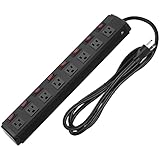 Metal Power Strip Individual Switches 8 Outlets, Heavy Duty Power Strip Surge Protector for Applianc