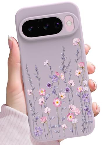 SOPROCAS for Google Pixel 10/10 Pro Case,Cute Floral Design for Women Girls,Soft Slim Drop Protection Flowers Silicone Phone Cover with Shockproof Anti-Scratch Microfiber Lining,Colorful Flower