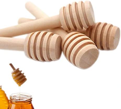 YYGMSS 50 Pcs Honey Dipper Stick Mini Wooden Dispensing Collecting Kitchen Dining (3 inch) (50pcs)