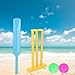 Kids Cricket Set, Plastics Cricket Bat Set, Bat and Ball and Wicket Stand, for Adults, Kids, Beginners, for Beach, Backyard, Garden