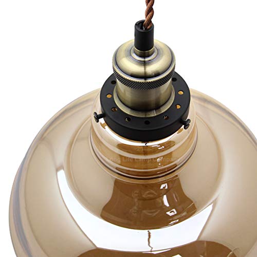 Long Life Lamp Company Modern Vintage Industrial Glass Bowl Pendant Light Shade Smoked Antique Brass Retro Loft Iconic M0-83-F - Image 5