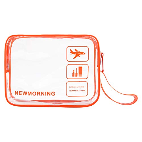Travel Accessories TSA Approved Bag Travel Clear Toiletry Bag Quart Size 3-1-1with Zipper For Airline Cosmetic Bag Small luggage Travel Bag For liquids,Toothbrush,Razor.etc For Men/Women/Child.Orange