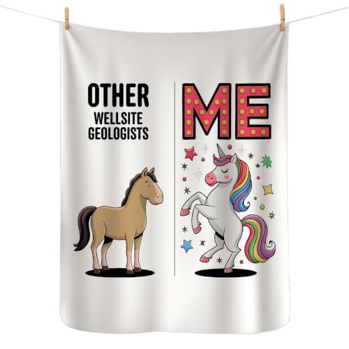DesiDD Funny Wellsite Geologist Gifts for Women - Other Wellsite Geologists vs Me Unicorn Sherpa Fleece Blanket - Gifts for Geological Surveyor Site Geologist - Christmas - 50x60 Inch