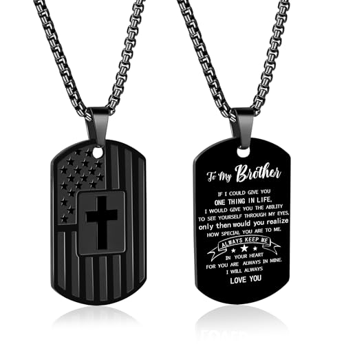 Brother Gifts, Dog Tag Cross Necklace for Men, American Flag Cross Necklace by AMAZINGSUN - Used condition - US$7.40