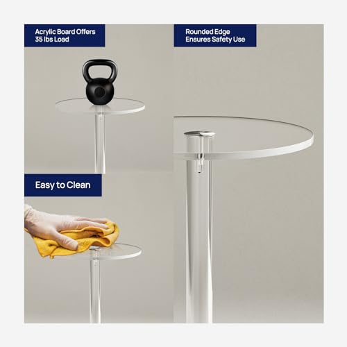 HMYHUM Acrylic Drink Table for Small Spaces, 10" L x 10" W x 21.3" H, Drink Side/End Table for Living Room, Round, Easy Assembly, Clear by HMYHUM - Image 4