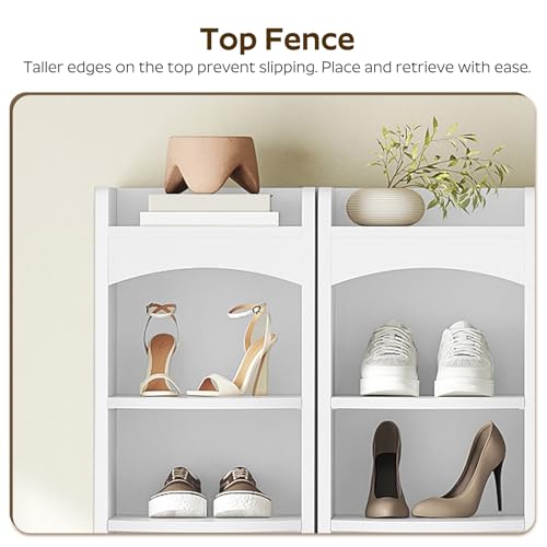 YATINEY 9-Tier Tall Shoe Rack, Wooden Shoe Storage Organizer, Narrow Shoe Cabinet with Removable Shelves for Small Spaces, Holds 9 Pairs of Shoes, for Entrance, Hallway, White SS02WT by YATINEY - Used condition - Image 3