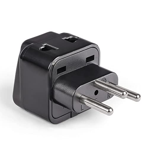 Image of OREI India to Switzerland, Rwanda, Liechtenstein (Type J) Travel Adapter Plug - 2 in 1 - CE Certified - RoHS Compliant -Black Color (DB11A-BLK)