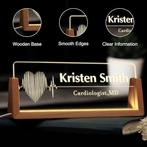 Image of Custom Name Plate for Desk, Personalized Light Up Acrylic Desk Name Plate, Personalized Office Gifts for Boss Coworkers, Teacher Employee Appreciation GIfts, Office Decor for Women Men