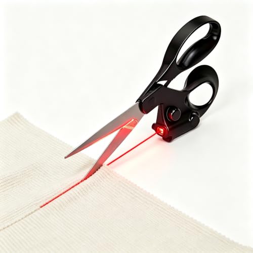 Laser Scissors for Fabric Cutting with Infrared Guide Professional Sewing Scissors for Tailoring and Quilting Ultra Sharp Straight Cut Fabric Scissors for Leather Denim