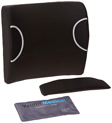 Vaunn Medical Lumbar Back Support Cushion Pillow with Warm/Cool Gel Pad & Removable Firm Insert