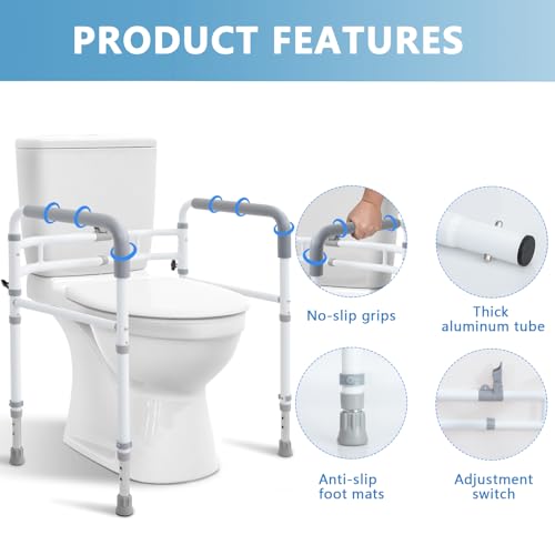 WeHwupe Toilet Rails - Toilet Safety Rail for Elderly Adults - Adjustable Bathroom Toilet Handles - Toilet Safety Frame & Rails - Toilet Grab Bars for Senior, Handicap & Disabled,Fits Most Toilets - Image 5