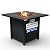 SereneLife Outdoor Propane Fire Pit Table - 40,000 BTU Square Gas Fire Table with Steel Top, Rattan-Style Panels, 6.6 lbs Lava Rock Set, Pulse Ignition for Patio & Backyard Heating, 28 x 28 x 24 in