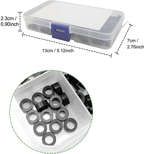 150pcs ABS Round Spacer Washer Assortment Kit Insulation Spacer, for M3 M4 Screws Nylon Non Threaded Column Standoff Support Spacer, with Storage Box(Black)