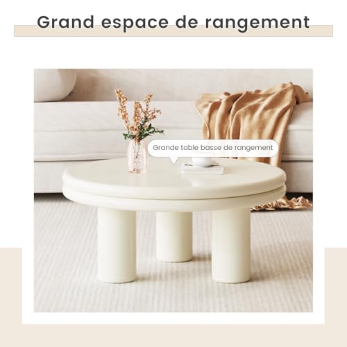 Table basse ronde Miuuod 85cm table centrale de salon minimaliste - 6