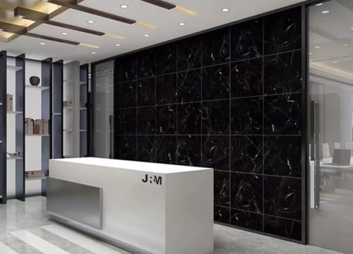 Image of New Peel and Stick Marble Wallpaper Backsplash Self-Adhesive PVC Waterproof Wall Tiles for Kitchen, Bathroom, Bedroom Multiple Size and Black,Cream,White. (2, Black, 60x30)