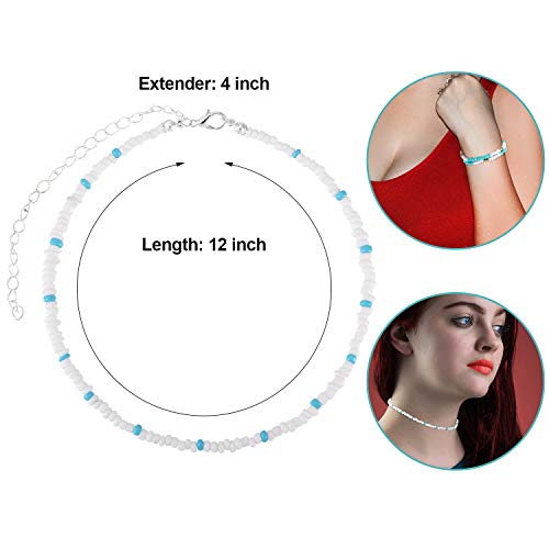 Hicarer 12 Pieces Boho Seed Bead Choker Necklace Colorful Bead Necklaces Rainbow Beach Choker Necklaces for Women2