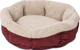 Petmate Aspen Pet Self Warming Round Bed, 19.5 Inches, Barn Red and Cream