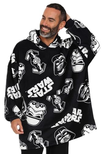 Image of Star Wars Mens Black Fully Lined Luxury Fleece Hoodie, Oversized Fleece Blanket Hoody