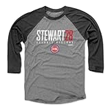 500 LEVEL Isaiah Stewart Detroit Pistons 3/4 Sleeve T-Shirt - Isaiah Stewart Detroit Pistons Elite WHT (Black/Heather Gray, Large)
