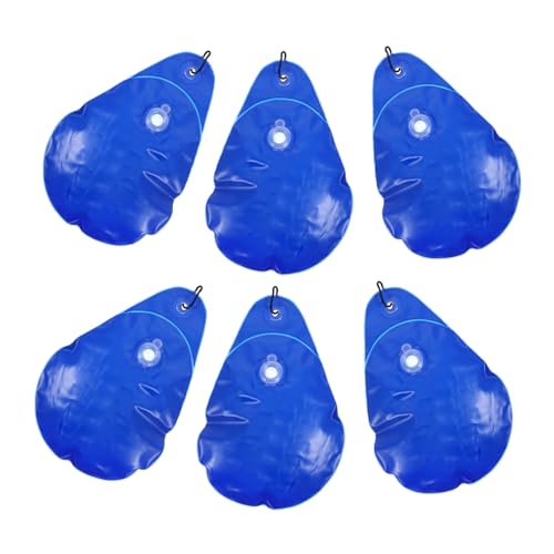 CIYODO Pesas para Cubiertas de Piscina con Ganchos para Invierno, Bolsas de Agua PVC Resistentes Prueba de Fugas, Juego de 6 Unidades Azul Oscuro para Piscinas Elevadas y Cubiertas Anticongelantes