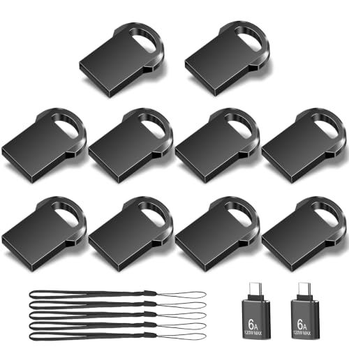 Image of EASTBULL Mini 2.0 Metal USB 2.0 Type-C Flash Drive 16GB Small USB 2.0 Drives 10PCS with Lanyard Thumb Drive for Storage and Backup (16GB)