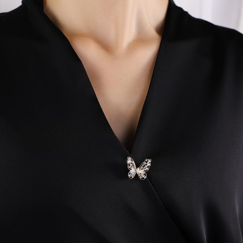 14K Gold Hollow Butterfly Brooch Pin, Unique Cut Animal Collar Pin, Suit Coat Accessory, Gold Pins for Women