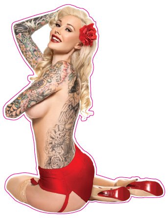Blonde Tattooed Pin Up Girl Decal 6" in The United States