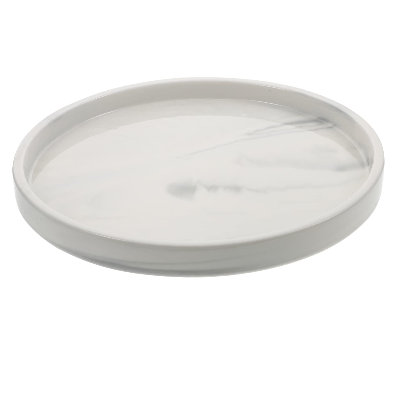 BESTYASH Vassoio Portagioie in Ceramica con Motivo Marmorizzato, Facile da Pulire, Diametro 25cm, per Conservazione e Esposizione di Gioielli e Braccialetti
