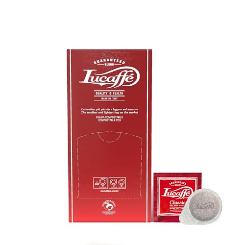 Lucaffè - Cafe capsulas ESE 44 mm, Classic, pack de 150 monodosis compostables en papel para cafetera, Espresso Italiano | Tueste medio