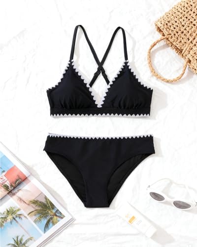 Image of Yonique Womens Push Up Bikini Set - Two Piece Swimsuit V Neck Crisscross Back Bathing Suit 2025 Swimwear